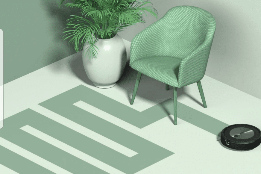 Strukturierte Fahrweise des iRobot Roomba j7 wird dargestellt